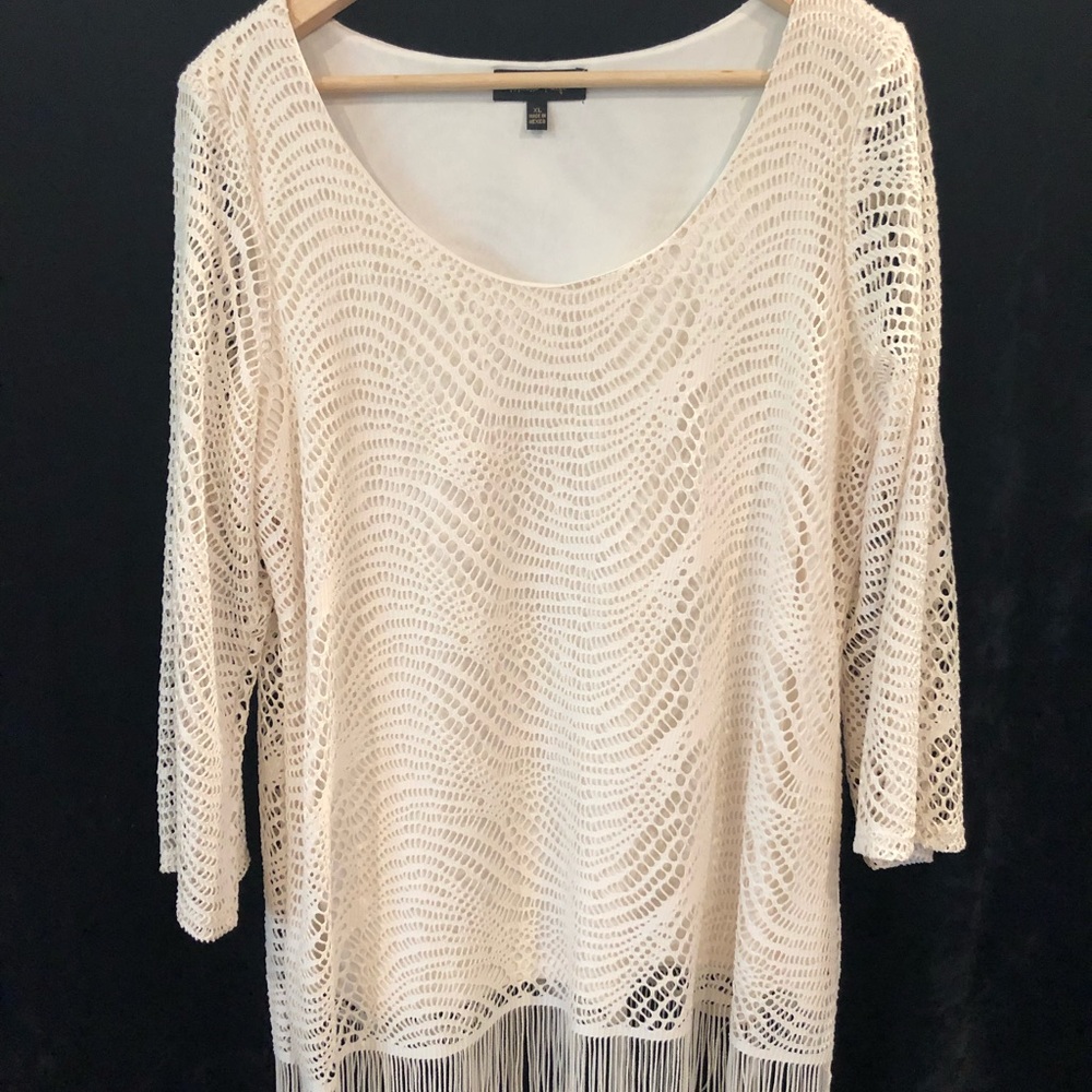 White lace with fringe blouse